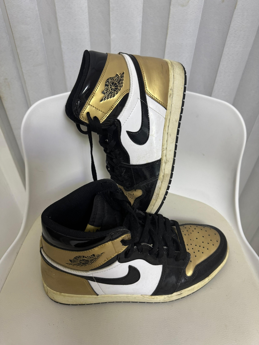 Jordan Men’s High-Top Sneakers - Black / White / Gold